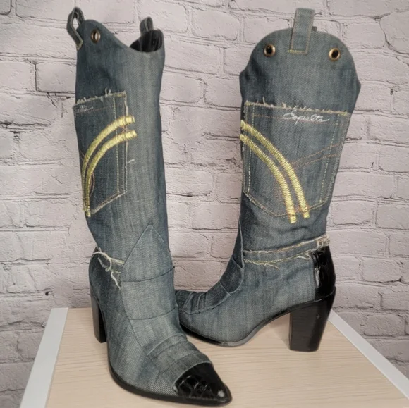 Capelta 'Billie Jean' denim western boot.  RARE find. Size 38 / us 8 - Picture 5 of 8